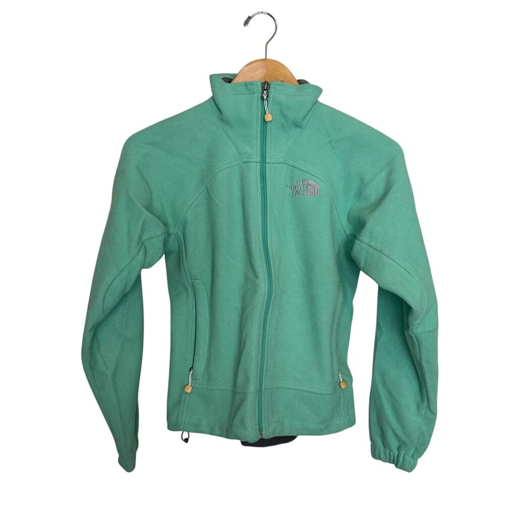 North Face Green Fleece Zip Up Jacket Size XS